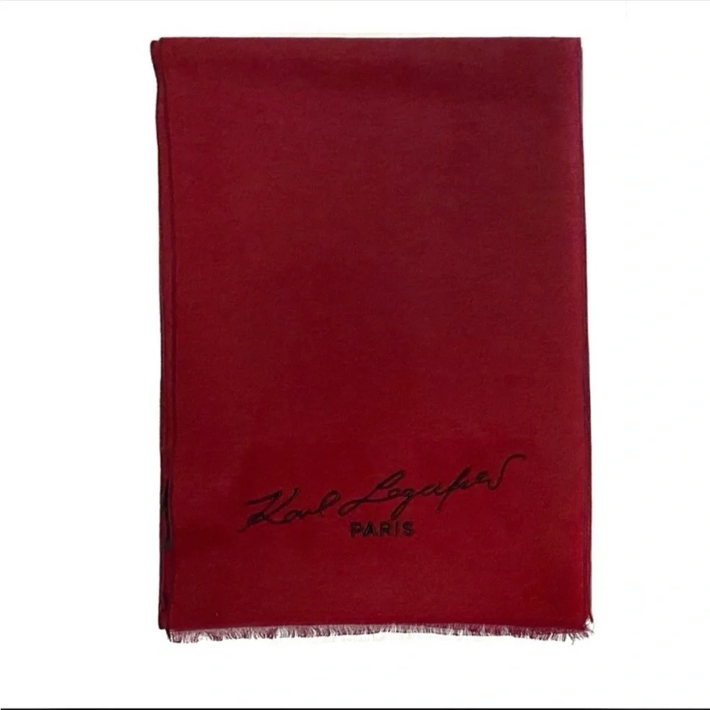 KARL LAGERFELD Burgundy Logo Scarf NWT